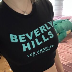 Black Beverly Hills Graphic Crop Top